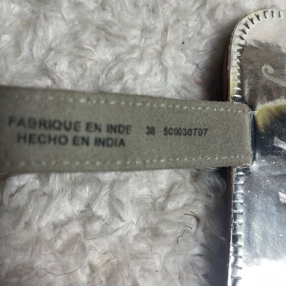 Free People Sunset Cruise Leather Sandals Silver Rhinestones ankle strap SZ7.5 - Picture 7 of 8